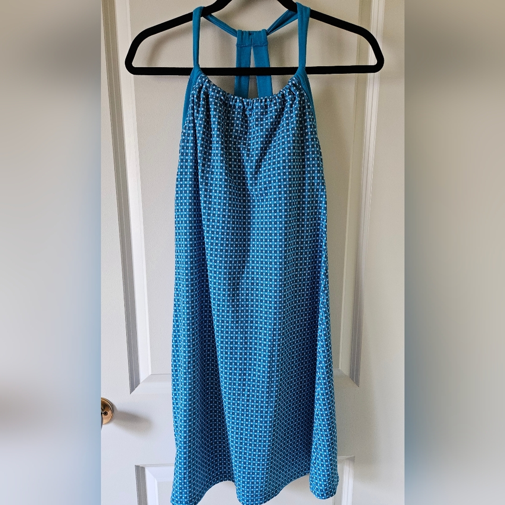 PrAna Blue, Green Dress size Small Built in shelf bra Double Racer Back Straps